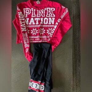 Pink Christmas Legging Set